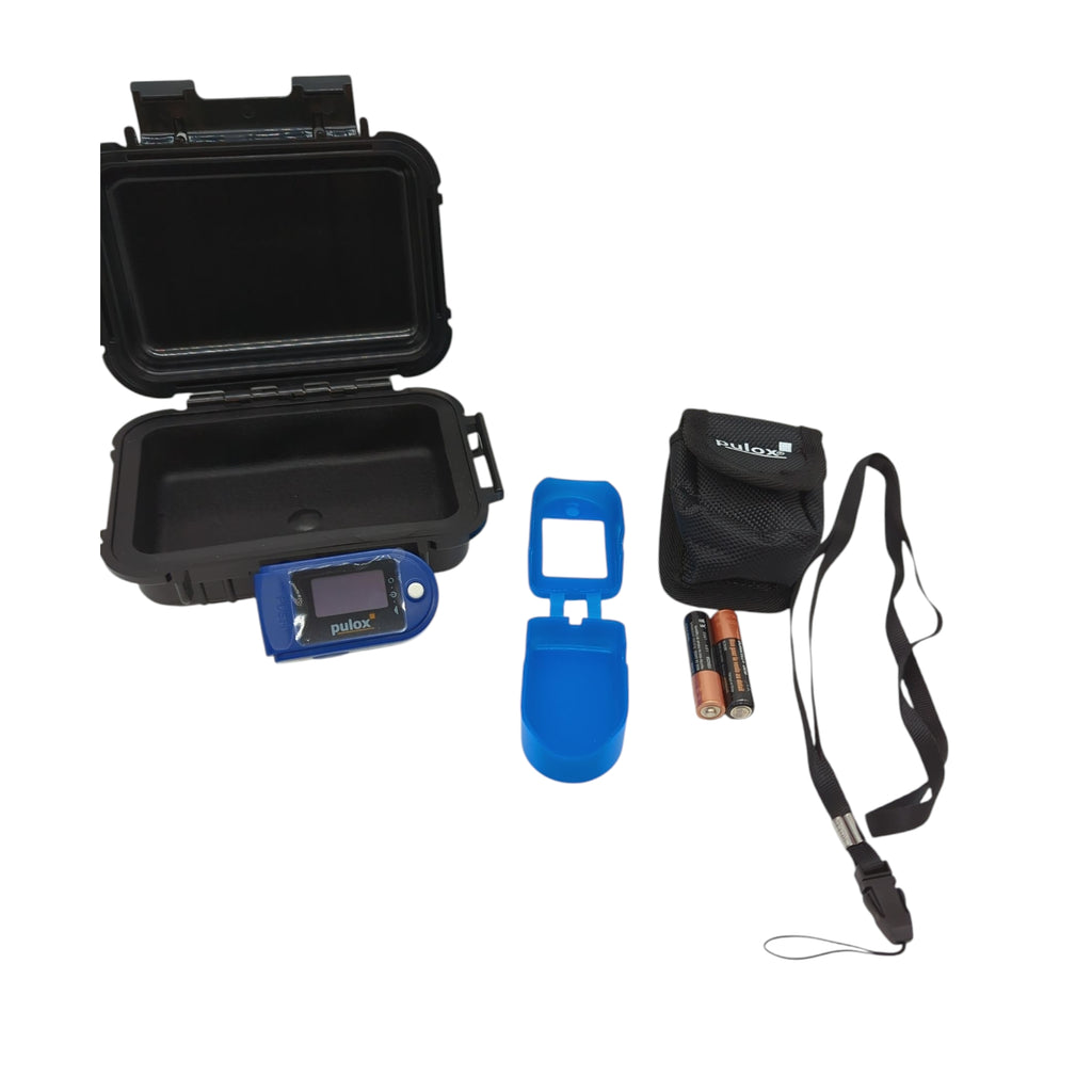 Pulox PO-200 Pulsoximeter Set blau einfache Anwendung am Finger schnelle Ergebnisermittlung