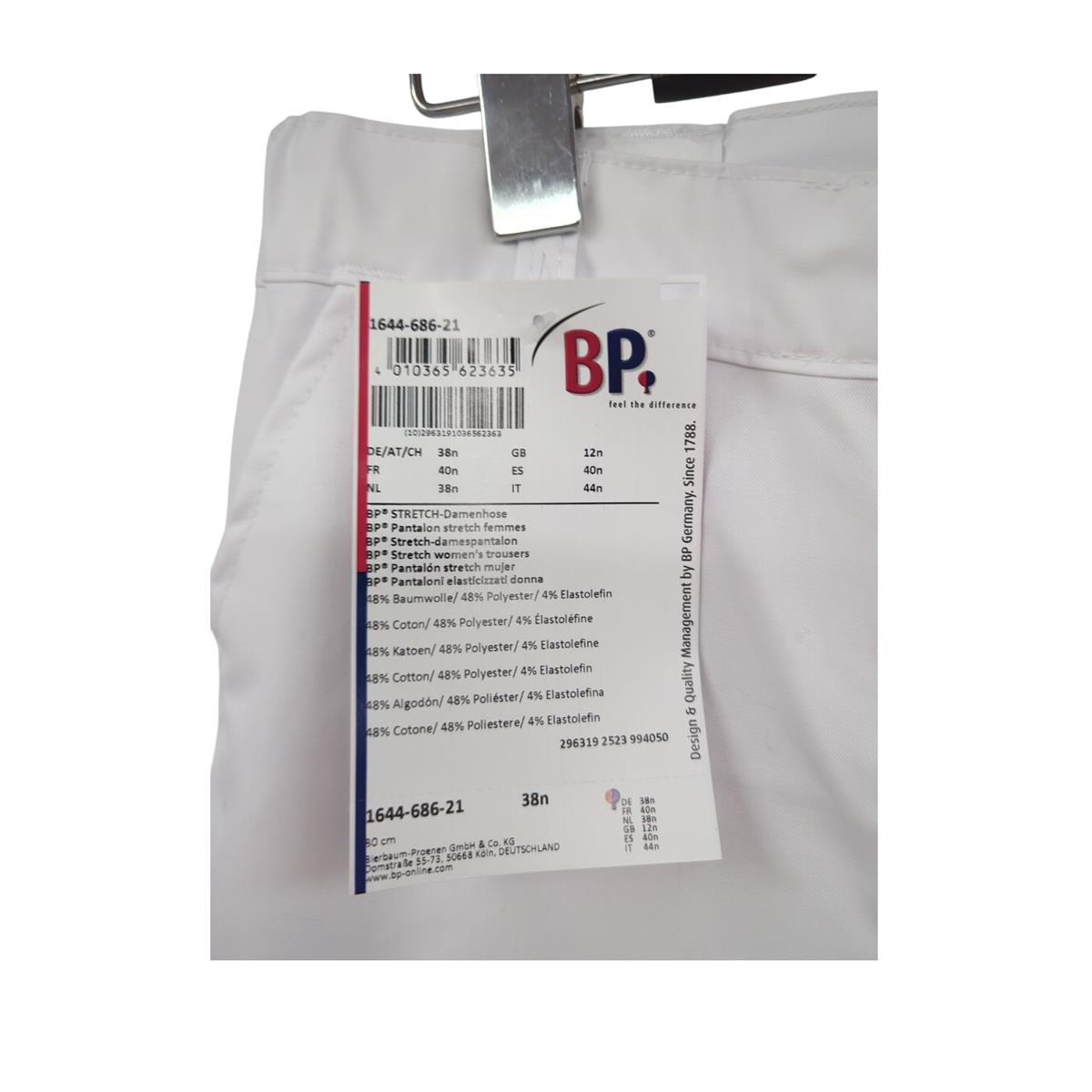 BP Damenhose mit Seiteneinsätzen Weiß Größe 38N