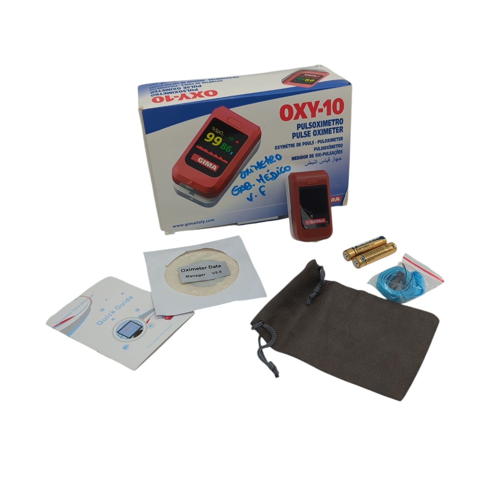 GIMA Oxy-10 Finger Pulsoximeter kabellos tragbar für Erwachsene inklusive 2 AAA-Batterien