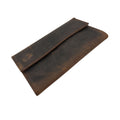 Courti Comari Tabaktasche Leder Vintage Braun Magnetverschluss Doppelfach 9x15x1cm