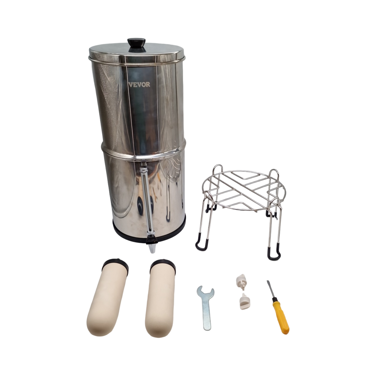 VEVOR Wasserfilter Gravitation Edelstahl 8,5L 2 Filter Reduktion von Blei und bis zu 99% Chlor