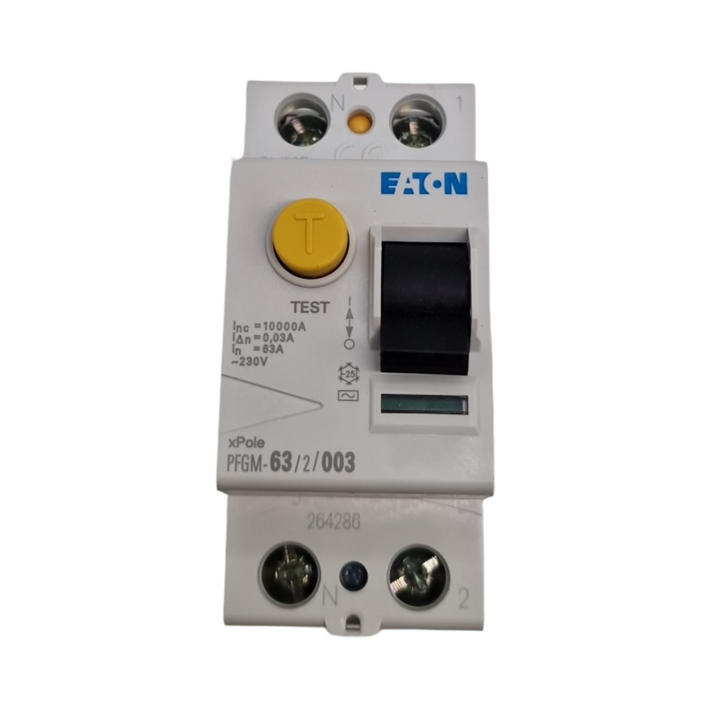 EATON PFGM-63/2/003 FI-Schutzschalter 2-polig 63A 30mA Typ AC weiß schwarze Manette Schraubanschluss