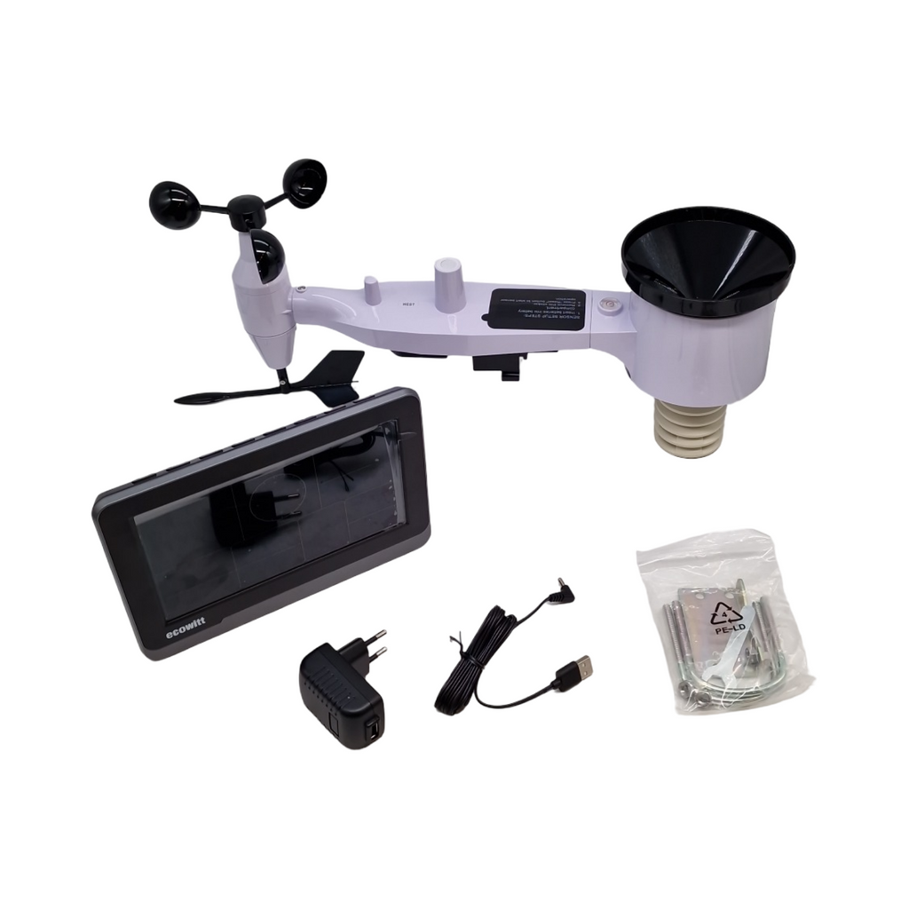 Ecowitt WS69 Wetterstation WiFi 7-in-1 Solarsensor außen LCD-Farbdisplay 7,5 Zoll