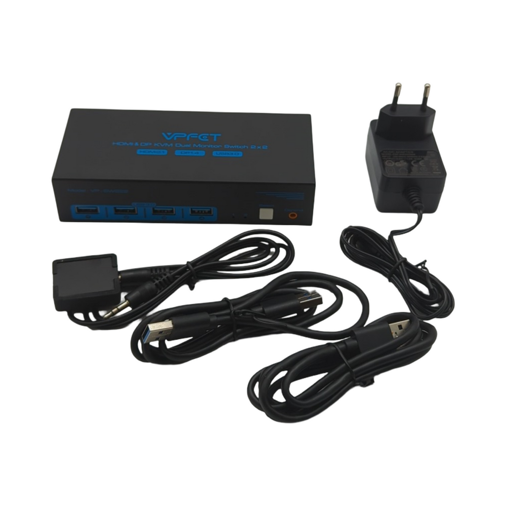 CMSTEDCD Displayport HDMI KVM Switch 8K60Hz 2 PCs 2 Monitore 4K120Hz USB 3.0 mit 4 USB Anschlüssen Du