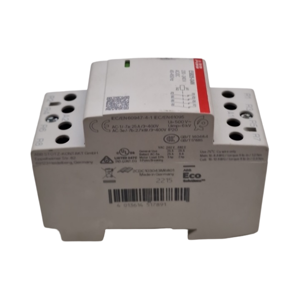 ABB ESB25-04N-06 Installationsschütz 4-polig Öffner 25A 230–240V AC/DC geräuscharm 36mm DIN-Hutschiene