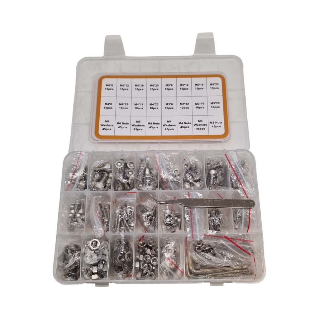 VIGRUE 520 Stück M3 M4 M5 M6 Innensechskant Schrauben Set 304 Edelstahl Vollgewinde Zylinderschrauben mit Muttern und Unterlegscheiben Sortiment Muttern und Unterlegscheiben im Sorti...