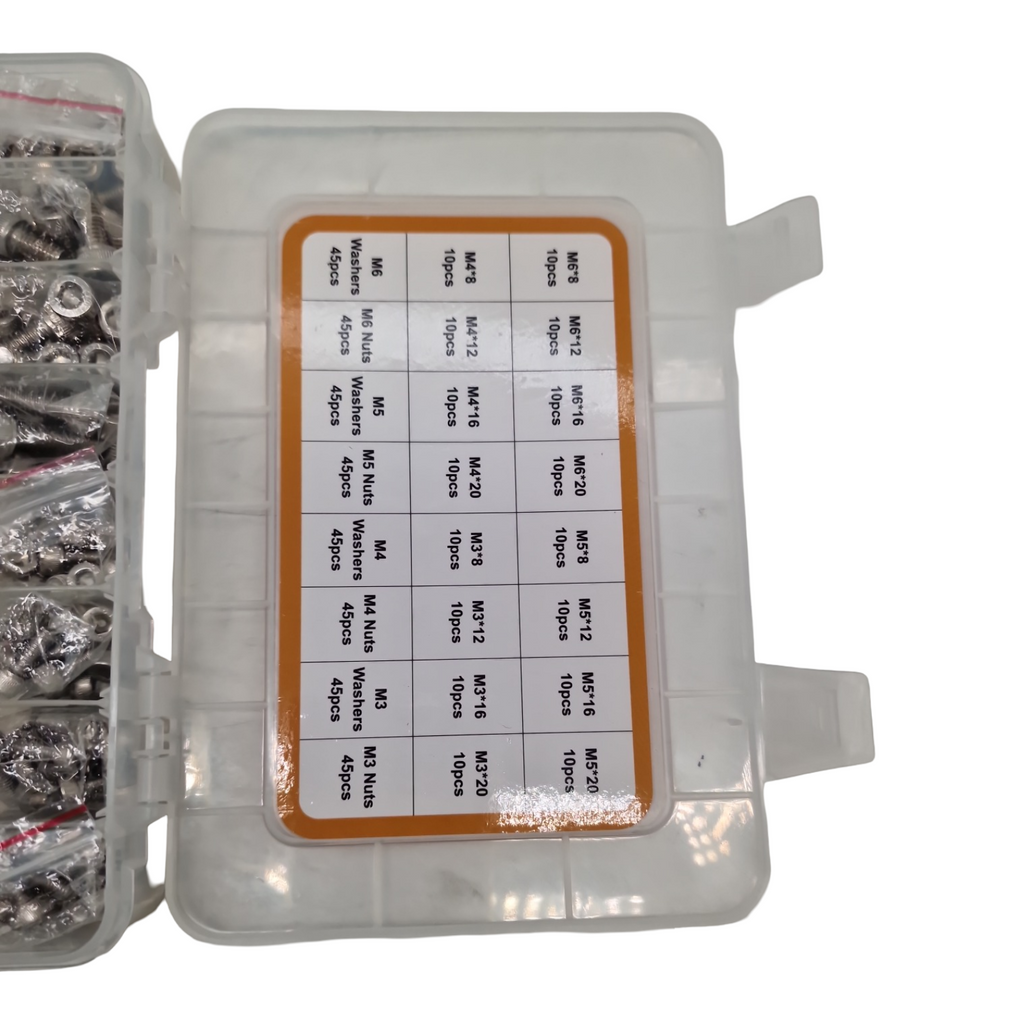 VIGRUE 520 Stück M3 M4 M5 M6 Innensechskant Schrauben Set 304 Edelstahl Vollgewinde Zylinderschrauben mit Muttern und Unterlegscheiben Sortiment Muttern und Unterlegscheiben im Sorti...