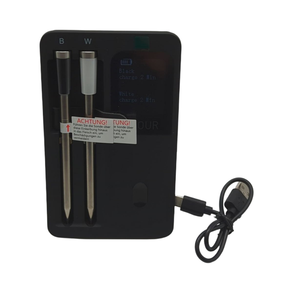 BFOUR Fleischthermometer kabellos 2 Sonden Bluetooth Grillthermometer Smart Base LCD-Display APP-Steuerung digital f...