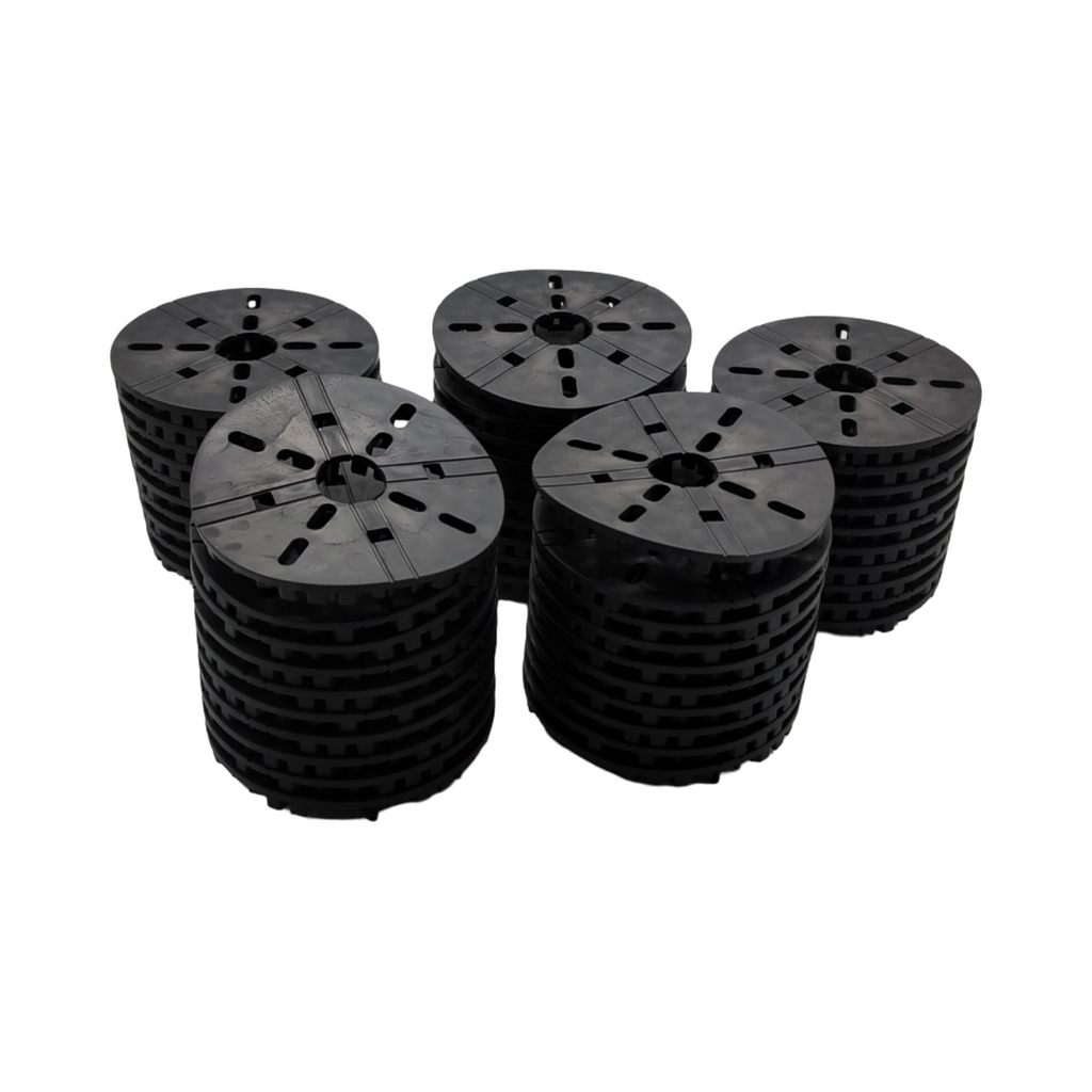 QUICK2FIX Plots flexibel aus Gummi für Terrassendielen Kreuzverbinder 3mm Fugenbreite 10mm Höhe 50 Stück