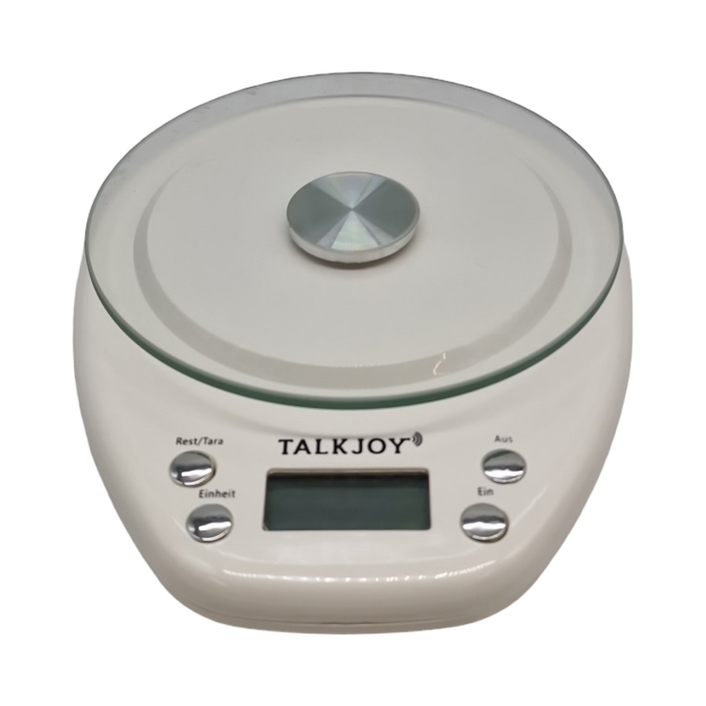 TalkJoy Digitale Küchenwaage sprechend für Blinde Sehbehinderte Senioren Tara-Funktion bis ...