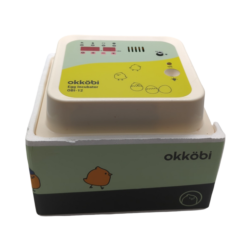 Okköbi Obi-12 Brutautomat für Hühnereier Enteneier und andere Vögel mit automatischem Dreher Temperaturkontrolle Feuchtigkeitsanzeige