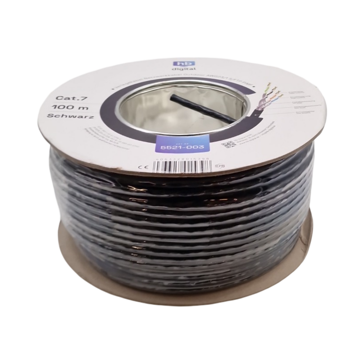 HB-DIGITAL CAT 7 Netzwerkkabel Outdoor Verlegekabel S/FTP AWG23 doppelt geschirmt 100m