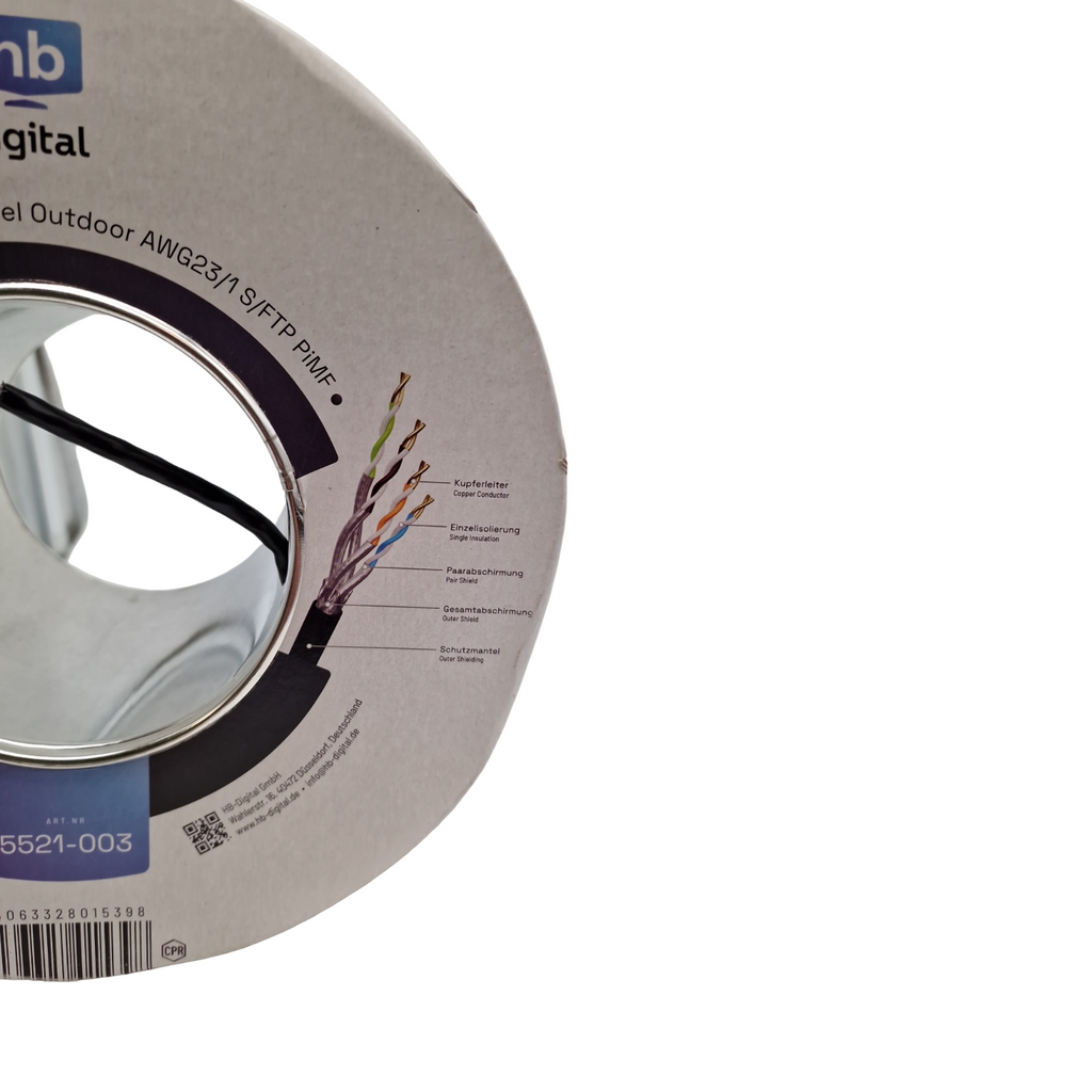 HB-DIGITAL CAT 7 Netzwerkkabel Outdoor Verlegekabel S/FTP AWG23 doppelt geschirmt 100m