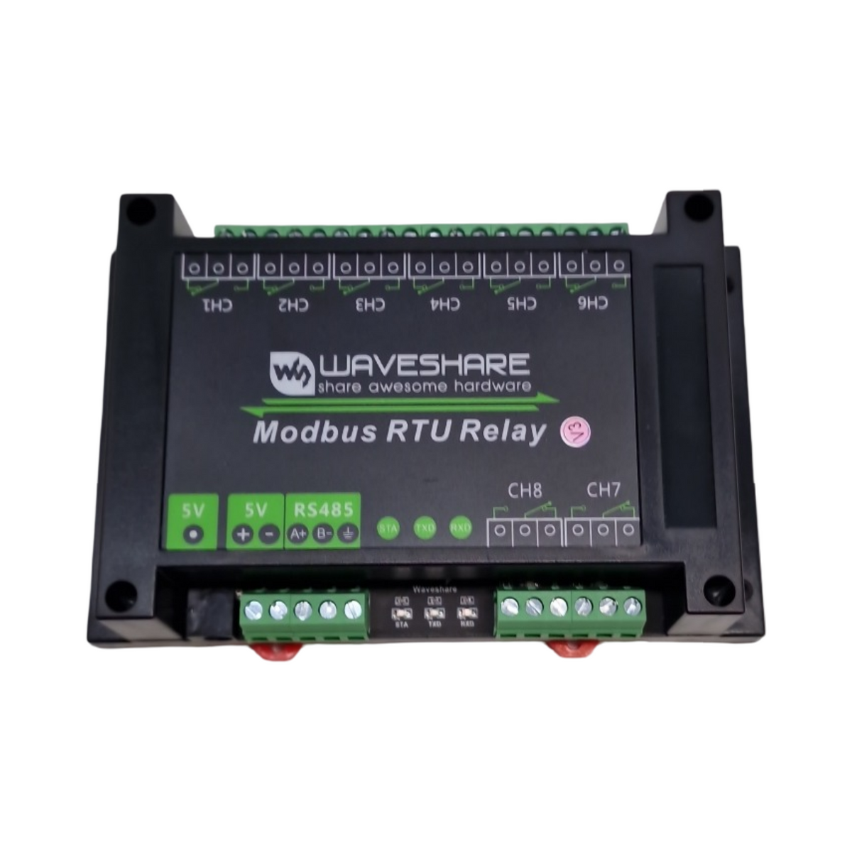 Waveshare Modul 8-Kanal Relais RS485 Modbus RTU Multi Isolation ABS Gehäuse