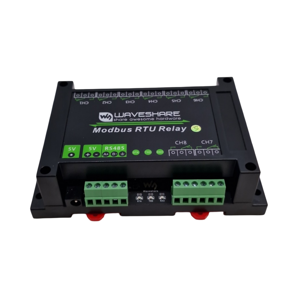 Waveshare Modul 8-Kanal Relais RS485 Modbus RTU Multi Isolation ABS Gehäuse