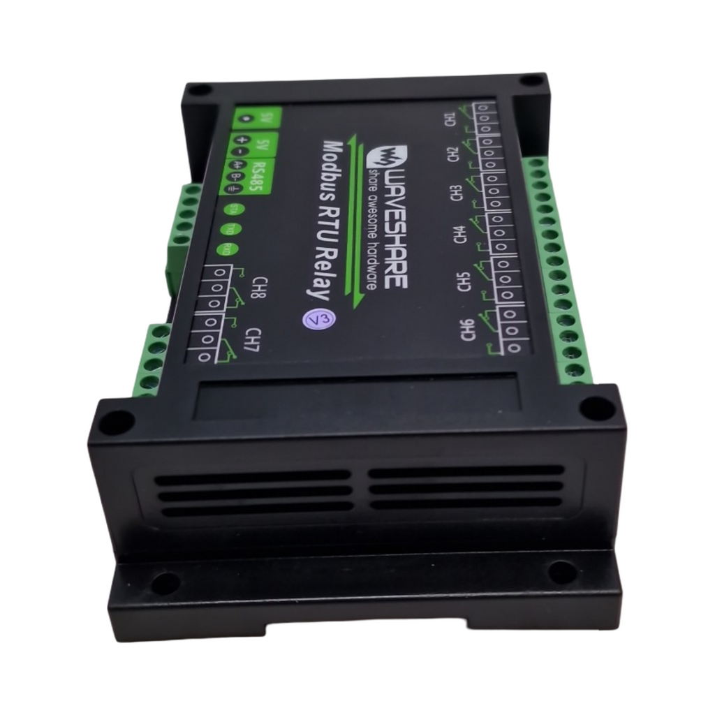 Waveshare Modul 8-Kanal Relais RS485 Modbus RTU Multi Isolation ABS Gehäuse