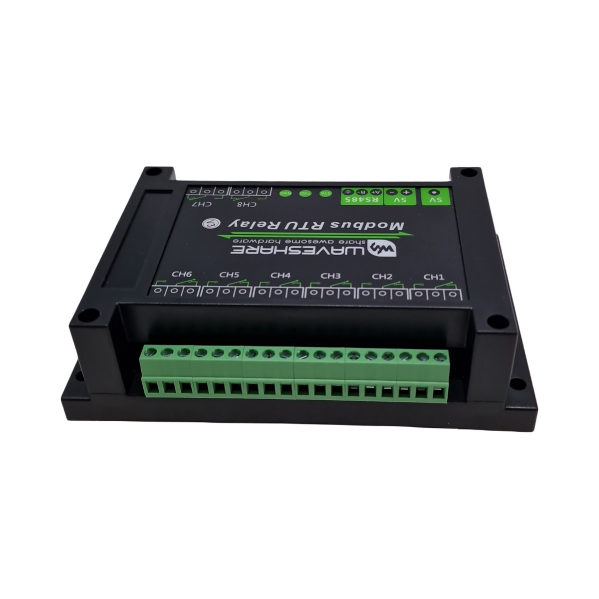Waveshare Modul 8-Kanal Relais RS485 Modbus RTU Multi Isolation ABS Gehäuse