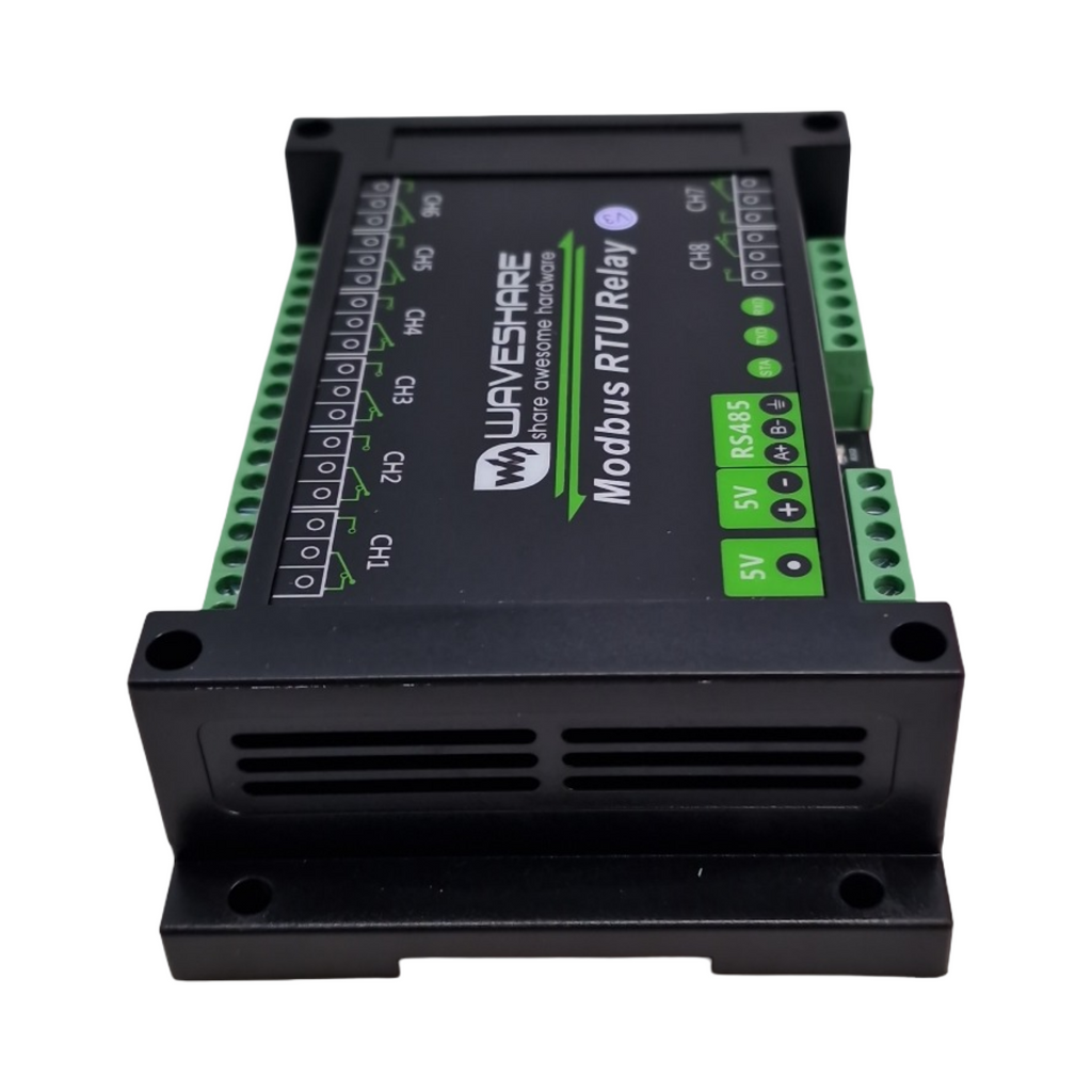 Waveshare Modul 8-Kanal Relais RS485 Modbus RTU Multi Isolation ABS Gehäuse