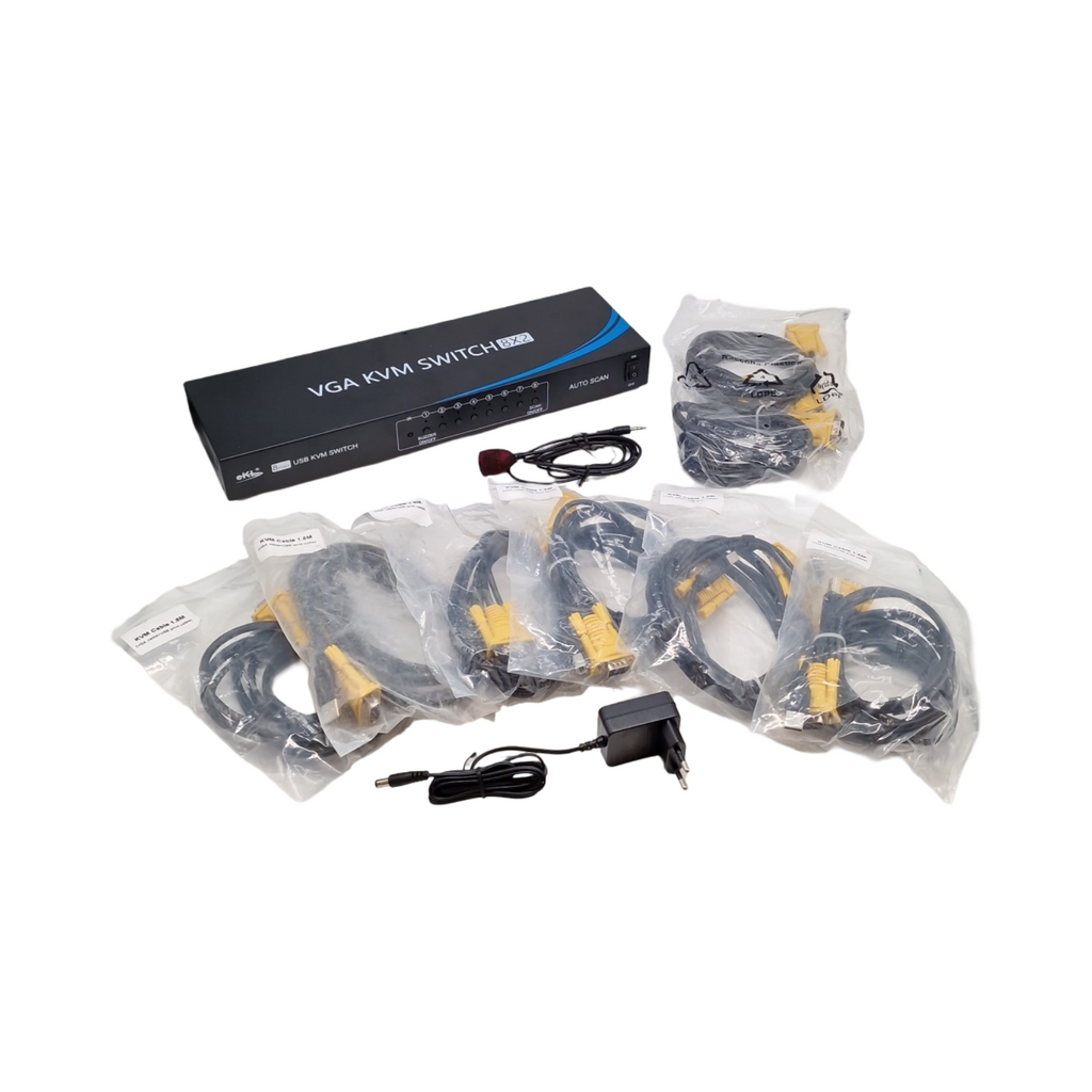 VGA KVM Switch 8 Port 2 Out Switcher USB Audio Unterstützung für Tastatur Maus 8 Computer