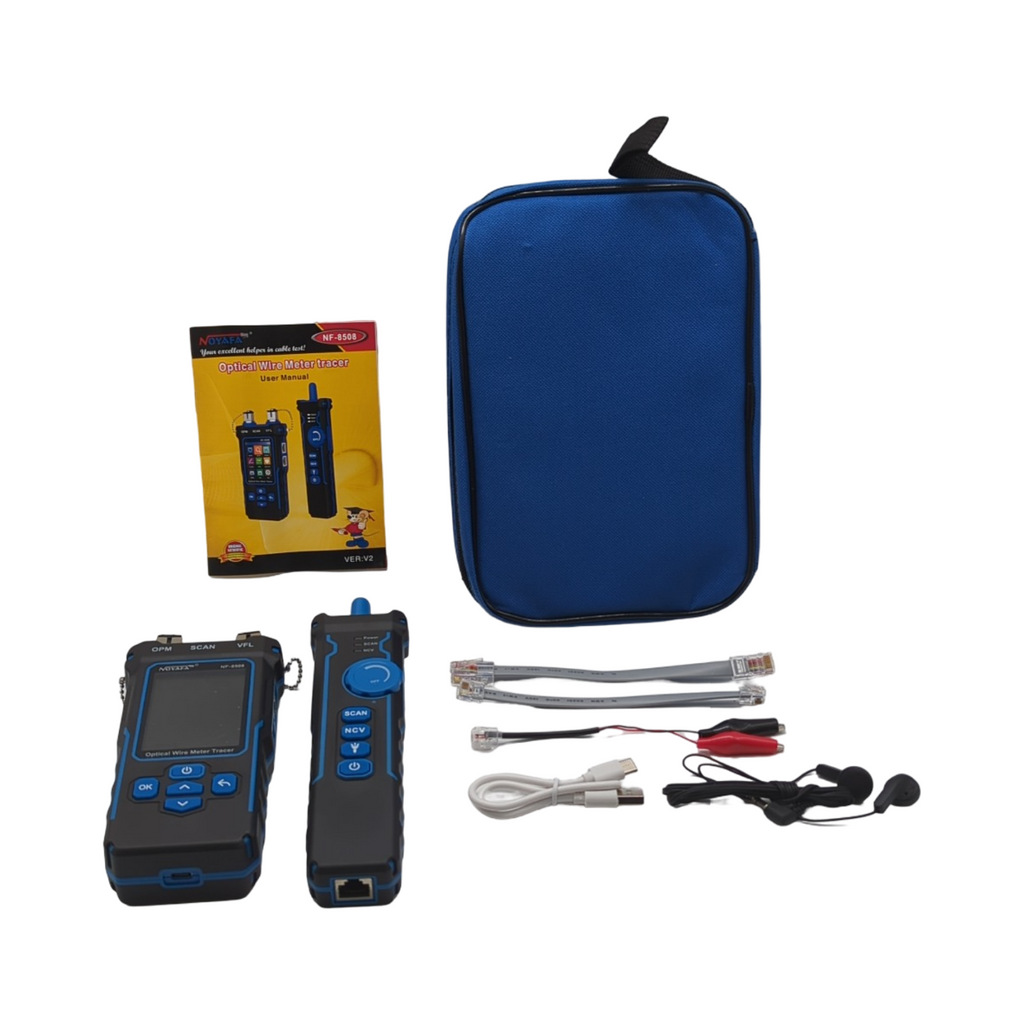 NOYAFA NF-8508 Netzwerkkabeltester mit optischem Leistungsmesser Ethernet Kabeltester RJ45 RJ11 Porttester VFL PoE QC NCV