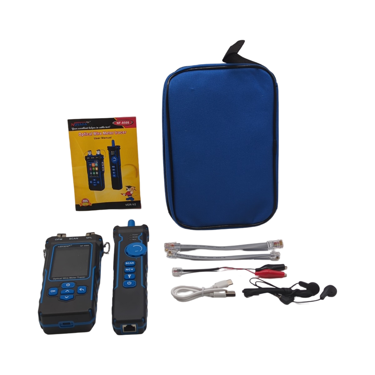 NOYAFA NF-8508 Netzwerkkabeltester mit optischem Leistungsmesser Ethernet Kabeltester RJ45 RJ11 Porttester VFL PoE QC NCV