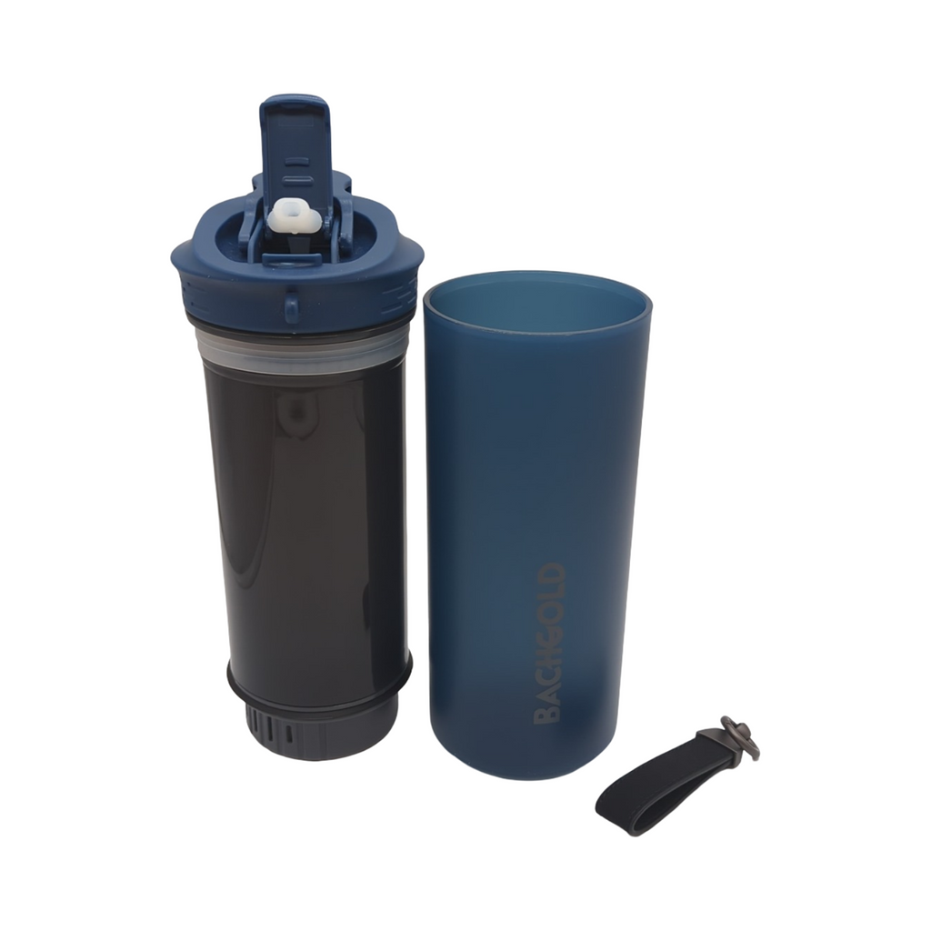 Bachgold Profi Outdoor Wasserfilter Flasche 800ml XL 1500L Filterkapazität für Mikroplastik Bakterienfilter