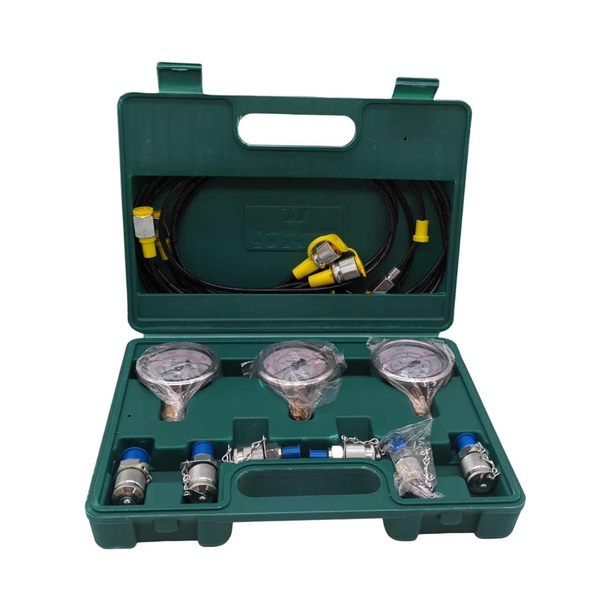 NICCOO Hydraulikdrucktestkit Manometer-Set Edelstahl 8700PSI 250-600Bar Stark Testmessgerät
