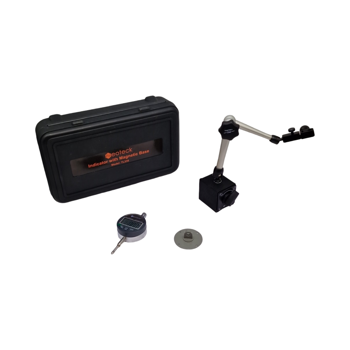 Neoteck Digitaler Messuhr Set mit Magnetfuß LCD Anzeige 0-12.7mm Umstellung Zoll/Metrisch Autoschaltung