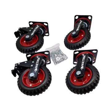 Schwerlastrollen 150mm Transportrollen 4 Stück Lenkrollen mit Bremse 360° drehbar Vollgummi Antirutsch Deckplatte
