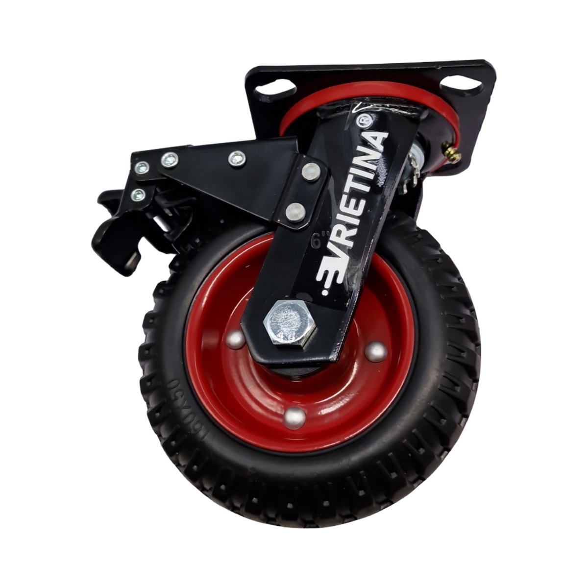 Schwerlastrollen 150mm Transportrollen 4 Stück Lenkrollen mit Bremse 360° drehbar Vollgummi Antirutsch Deckplatte