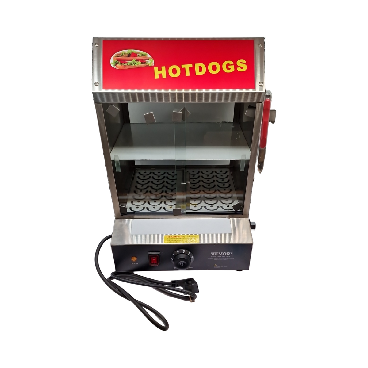 VEVOR Hot Dog Dampfgarer 27L 2-stufig mit Temperaturregelung 30-85°C Schiebetüren g...