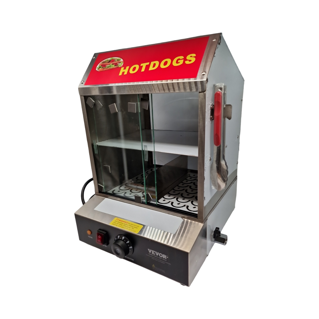 VEVOR Hot Dog Dampfgarer 27L 2-stufig mit Temperaturregelung 30-85°C Schiebetüren g...
