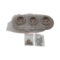 PR1 Unterputz Steckdose 3-fach Porzellan Retro Design Set graubeige
