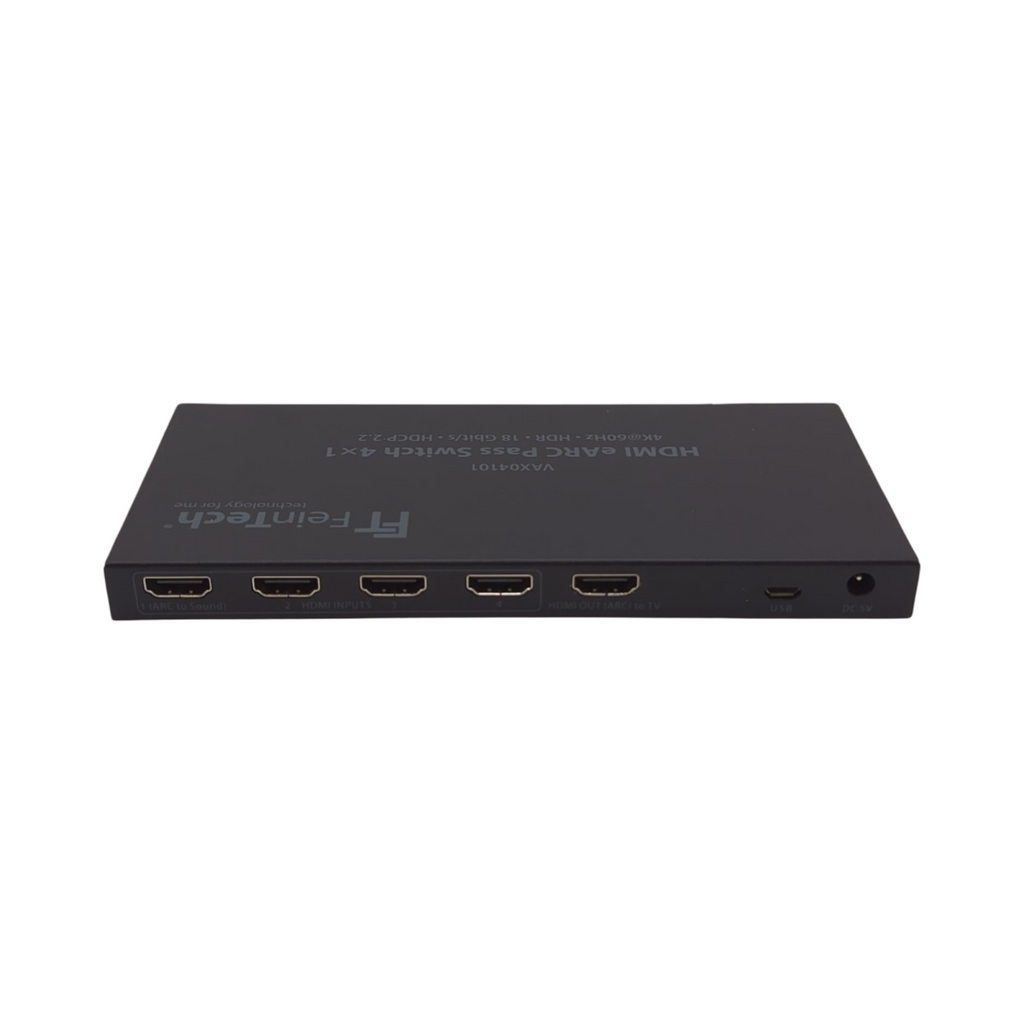 FeinTech VAX04101A HDMI eARC Pass Switch 4x1 Audio Extractor für Soundbar 4K 60Hz HDR Dolby Unterstützung