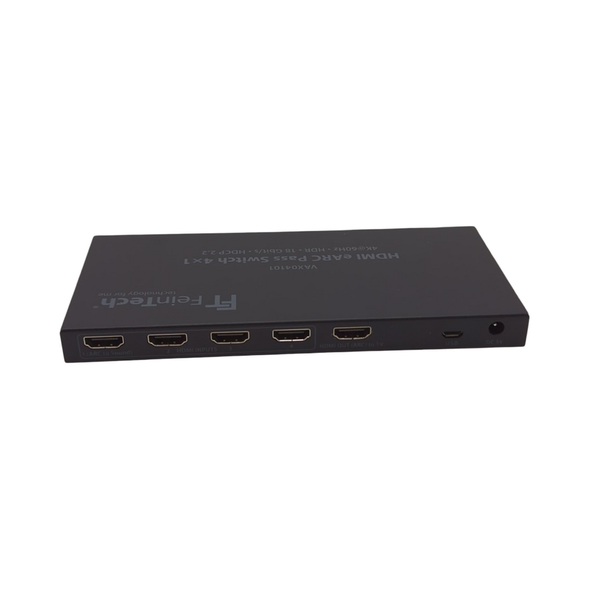 FeinTech VAX04101A HDMI eARC Pass Switch 4x1 Audio Extractor für Soundbar 4K 60Hz HDR Dolby Unterstützung