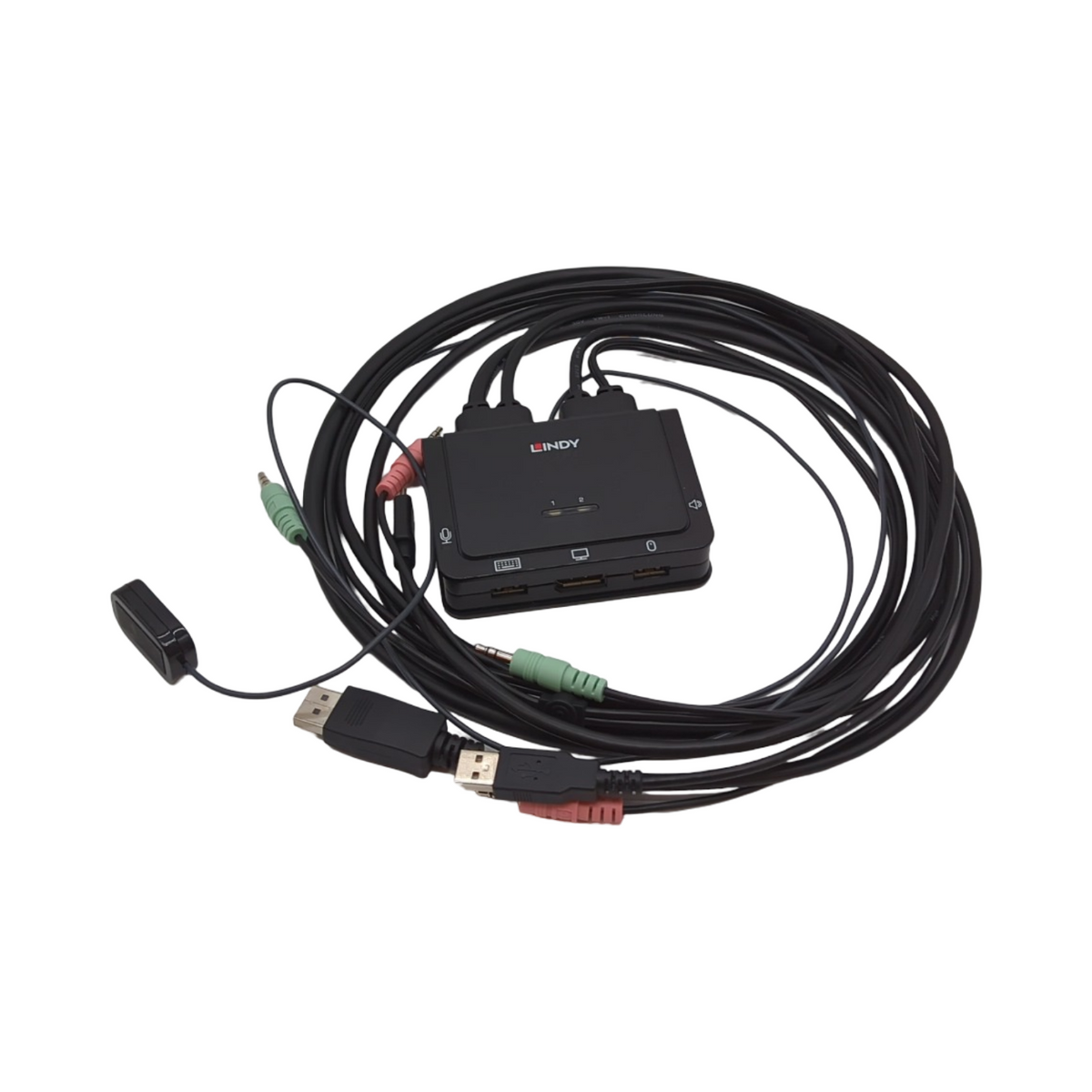 Lindy 42346 KVM Switch 2 Port DisplayPort 1.2 USB Typ C USB 2.0 Audio schwarz Kunststoff