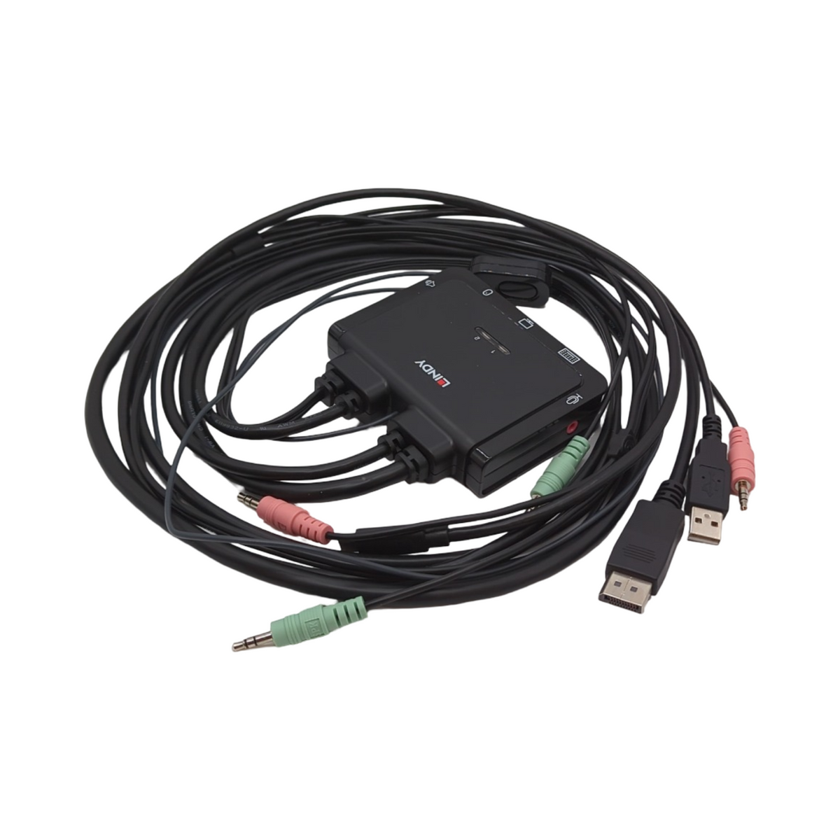 Lindy 42346 KVM Switch 2 Port DisplayPort 1.2 USB Typ C USB 2.0 Audio schwarz Kunststoff