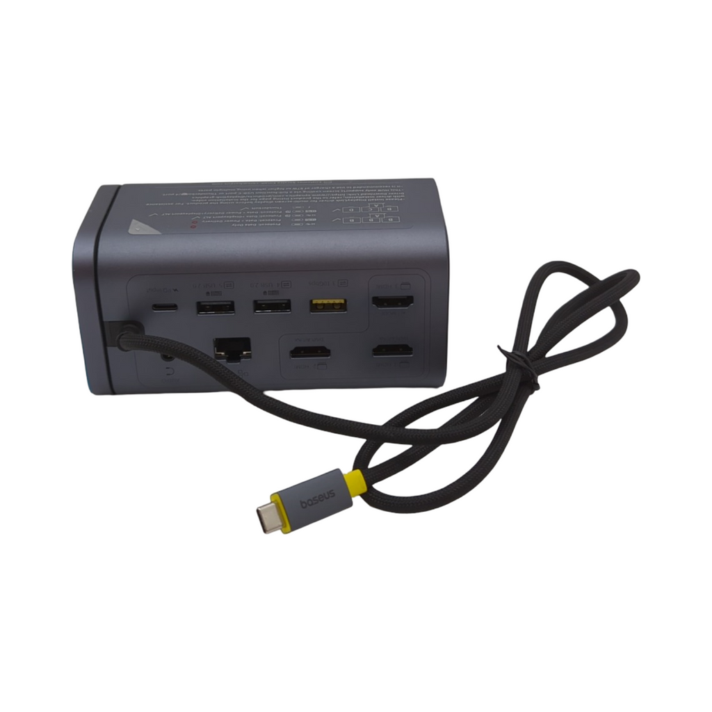Baseus Spacemate USB-C Docking Station 11-in-1 Displaylink 3 Monitore 4K 10Gbps 100W PD Ethernet Audio für M1 M2 M3 Windows MacOS
