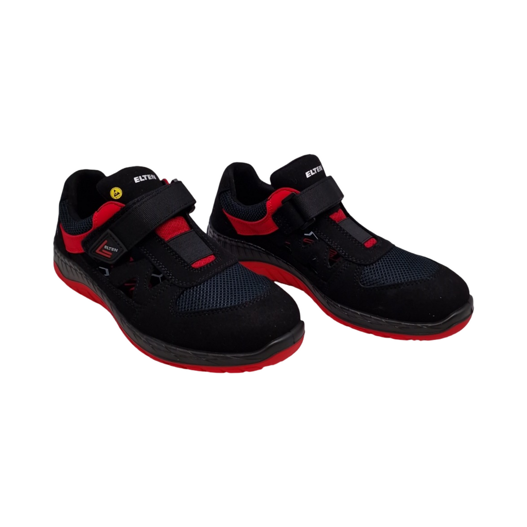 ELTEN LONNY red Sicherheitsschuhe Textil Stahlkappe ESD leicht sportlich Damen Herren Schwarz Rot Größe 40