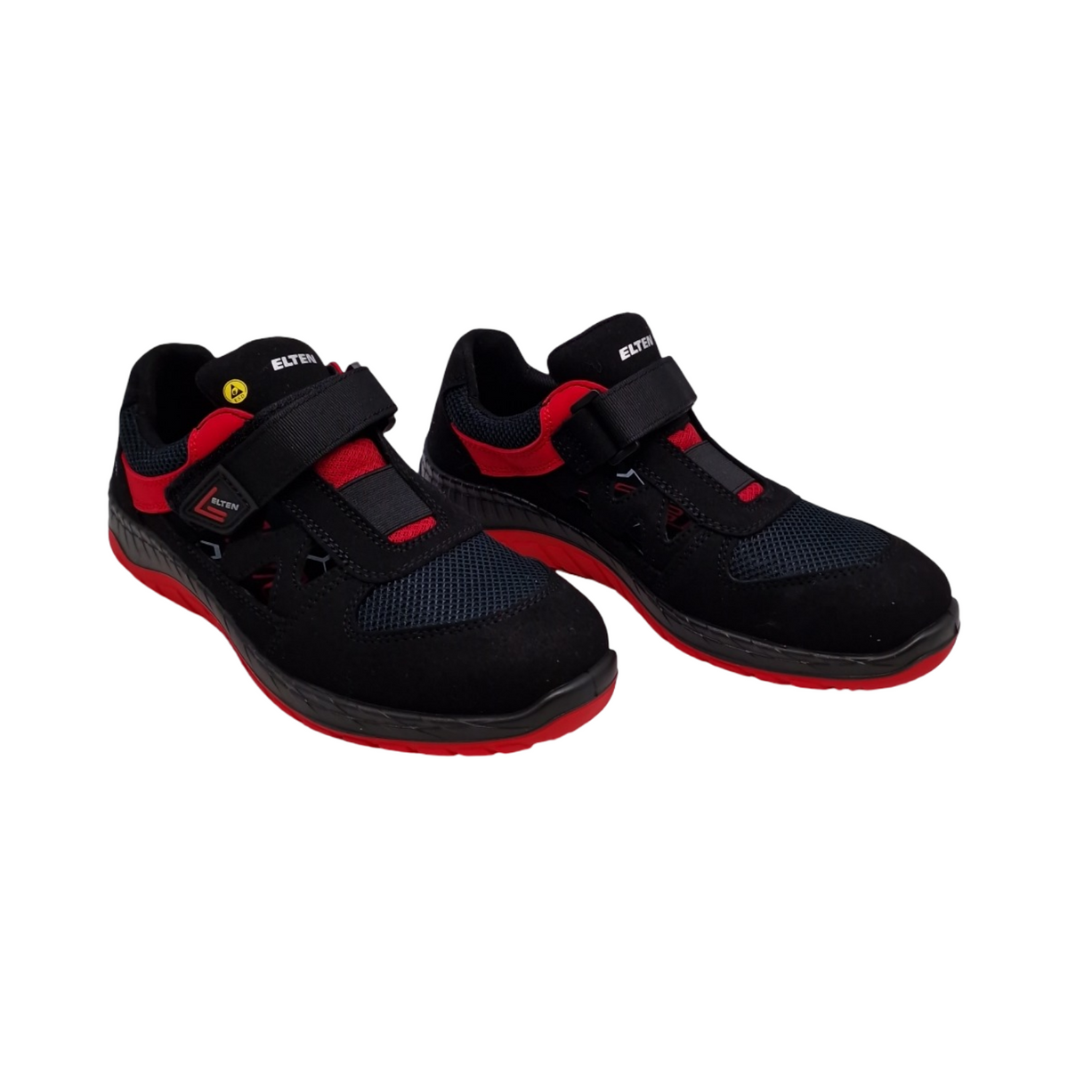 ELTEN LONNY red Sicherheitsschuhe Textil Stahlkappe ESD leicht sportlich Damen Herren Schwarz Rot Größe 40
