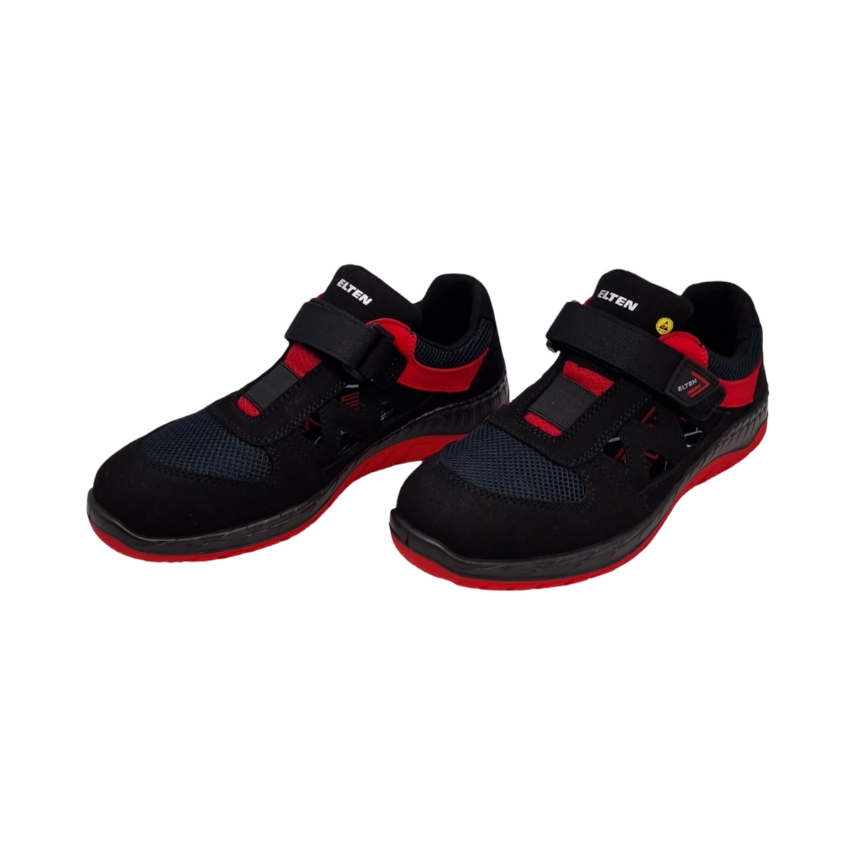 ELTEN LONNY red Sicherheitsschuhe Textil Stahlkappe ESD leicht sportlich Damen Herren Schwarz Rot Größe 40