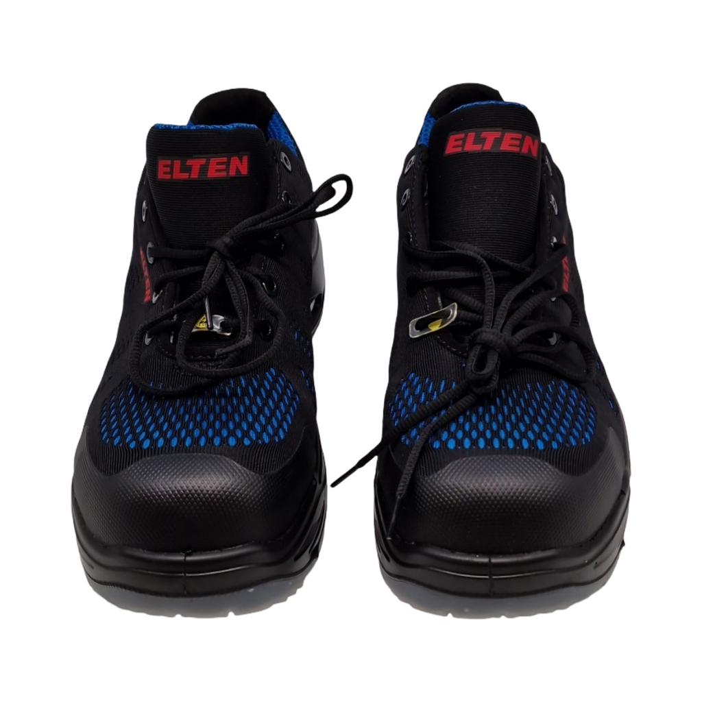 ELTEN LOGAN blue Low Sicherheitsschuhe S1 ESD Herren Textil Kunststoffkappe leicht sportlich Schwarz Blau Größe 45
