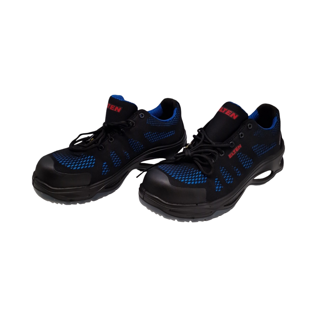 ELTEN LOGAN blue Low Sicherheitsschuhe S1 ESD Herren Textil Kunststoffkappe leicht sportlich Schwarz Blau Größe 45