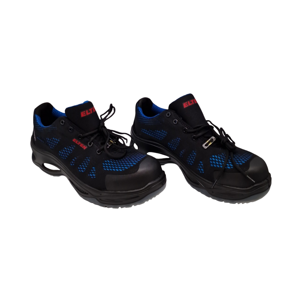 ELTEN LOGAN blue Low Sicherheitsschuhe S1 ESD Herren Textil Kunststoffkappe leicht sportlich Schwarz Blau Größe 45
