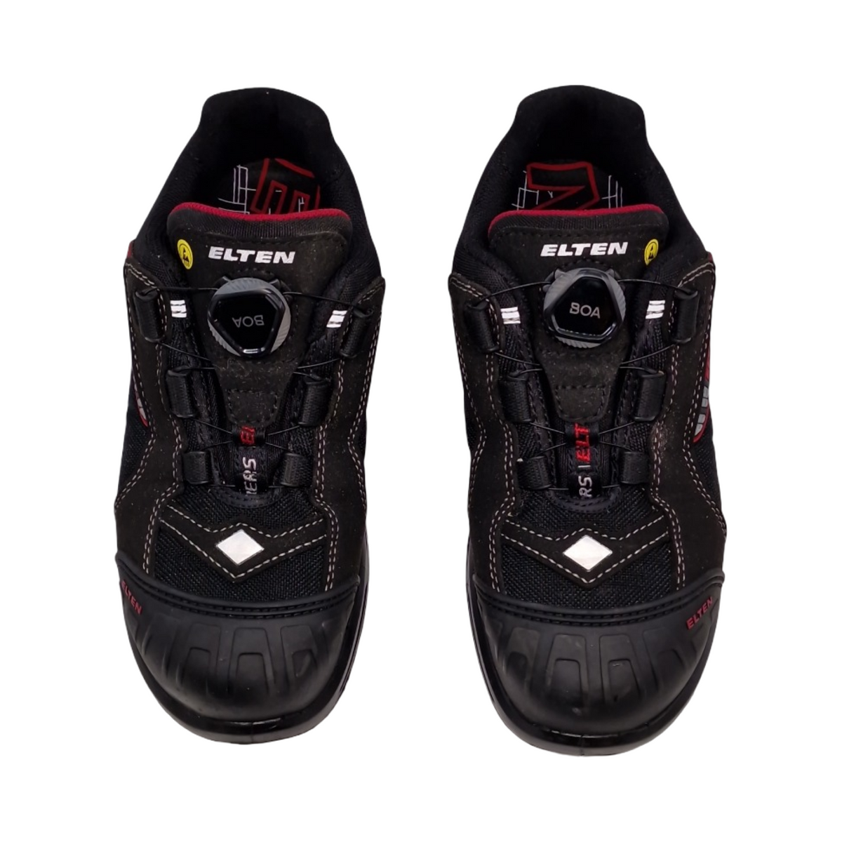 ELTEN SENEX XXT Pro BOA Sicherheitsschuhe S3 ESD Kunststoffkappe sportlich Schwarz Rot Damen Herren Größe 37