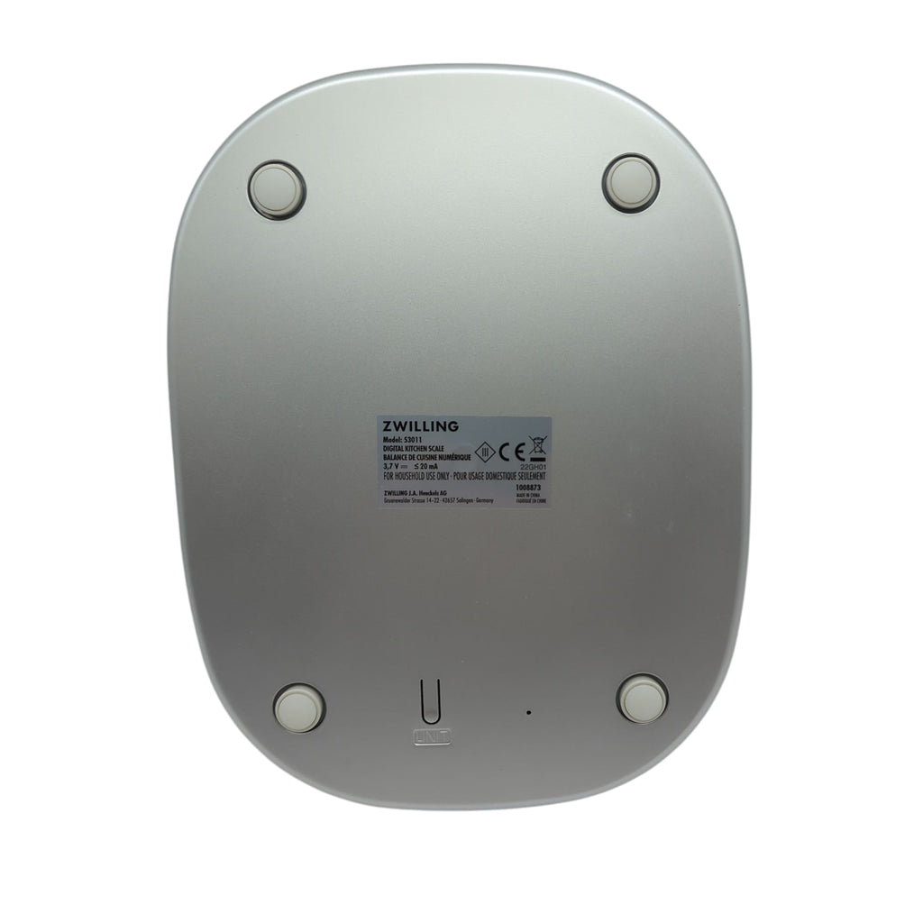 ZWILLING Enfinigy Digitale Küchenwaage bis 10 kg LCD USB aufladbar Silber