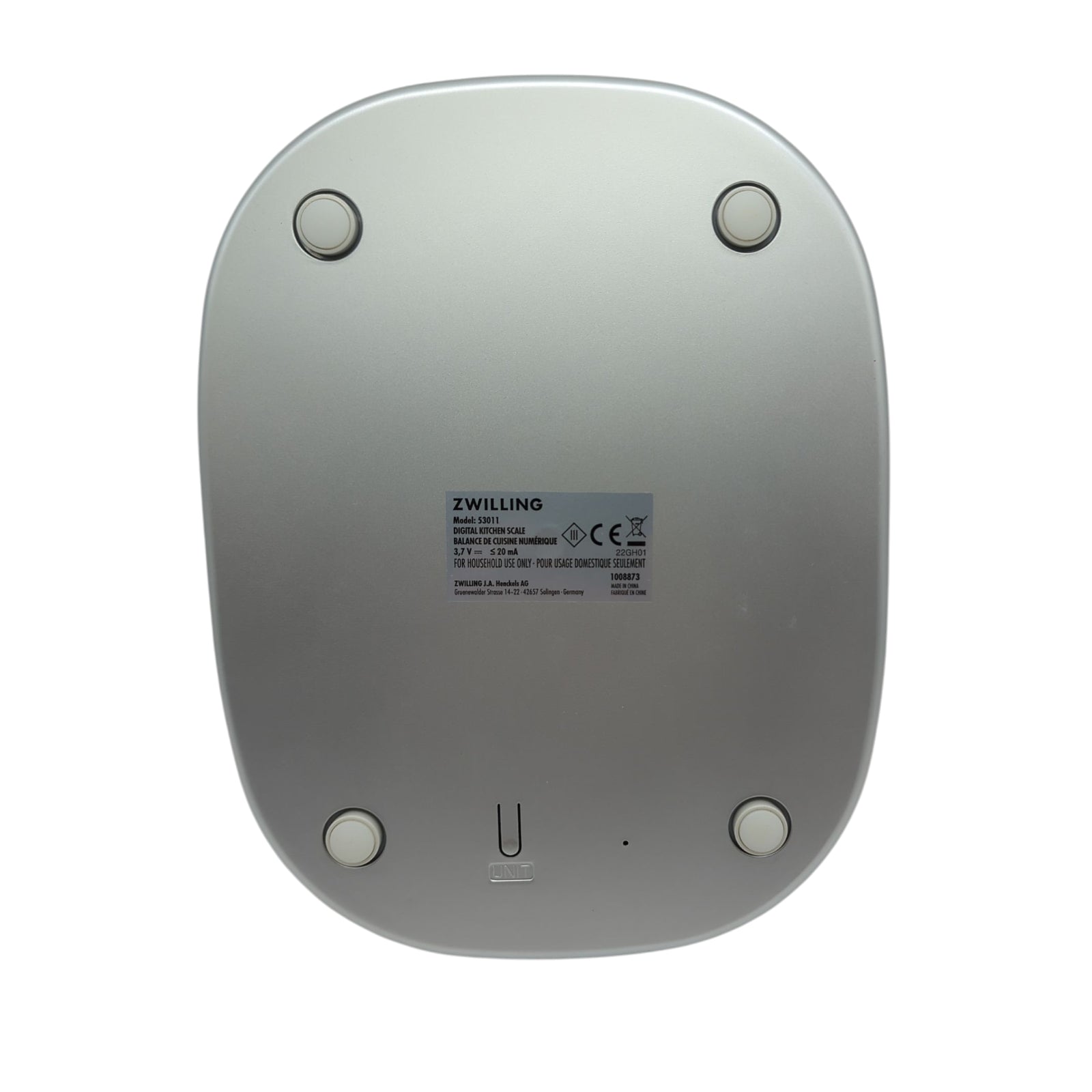 ZWILLING Enfinigy Digitale Küchenwaage bis 10 kg LCD USB aufladbar Silber