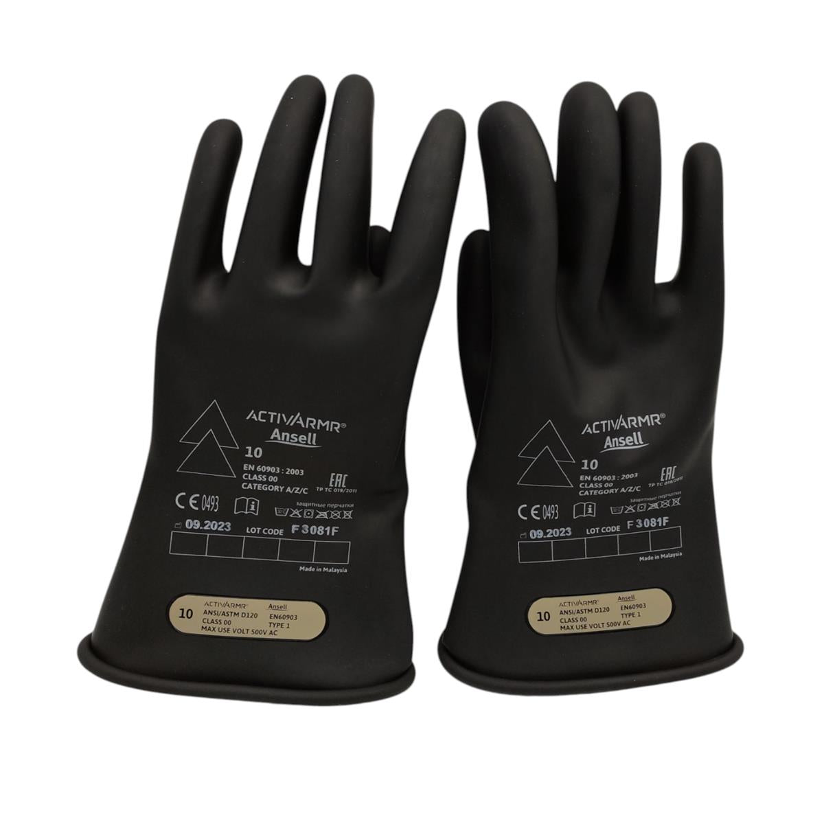 Ansell ActivArmr Elektrohandschuhe Klasse 00 500V, isolierend, Gumm Gr XL 10i