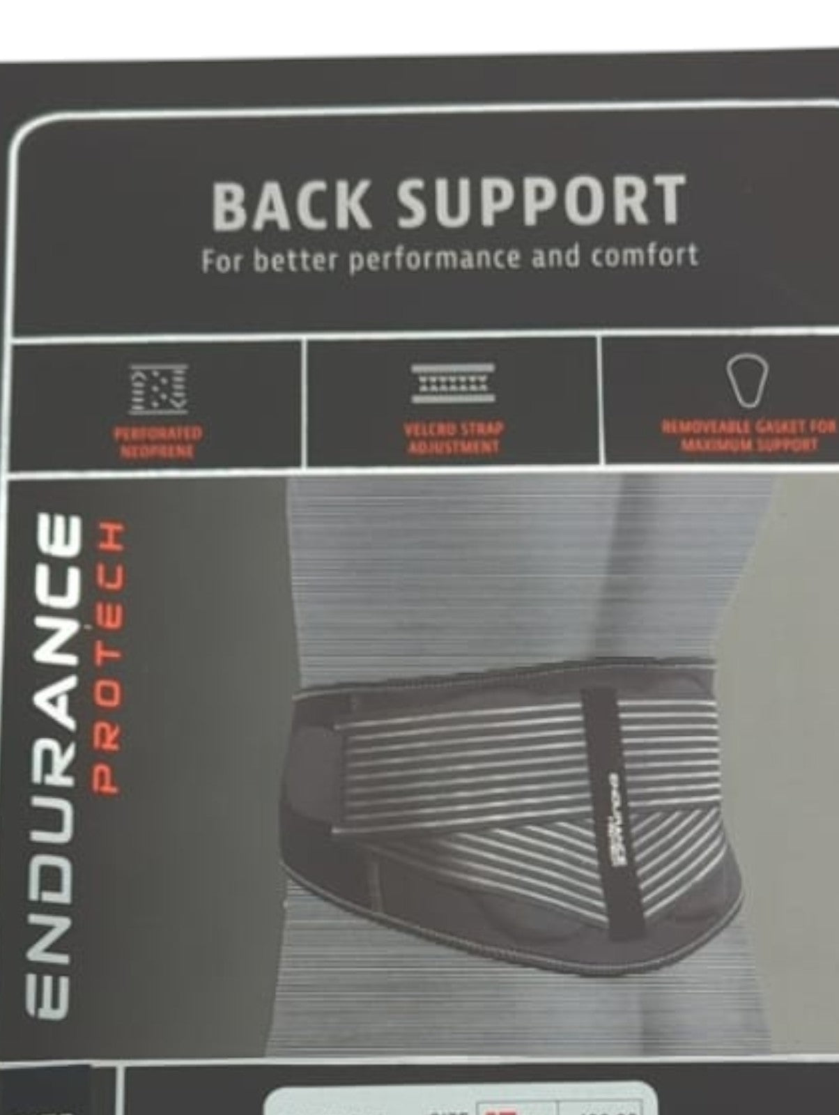 Endurance Protech Rückenbandage Schwarz Größe S