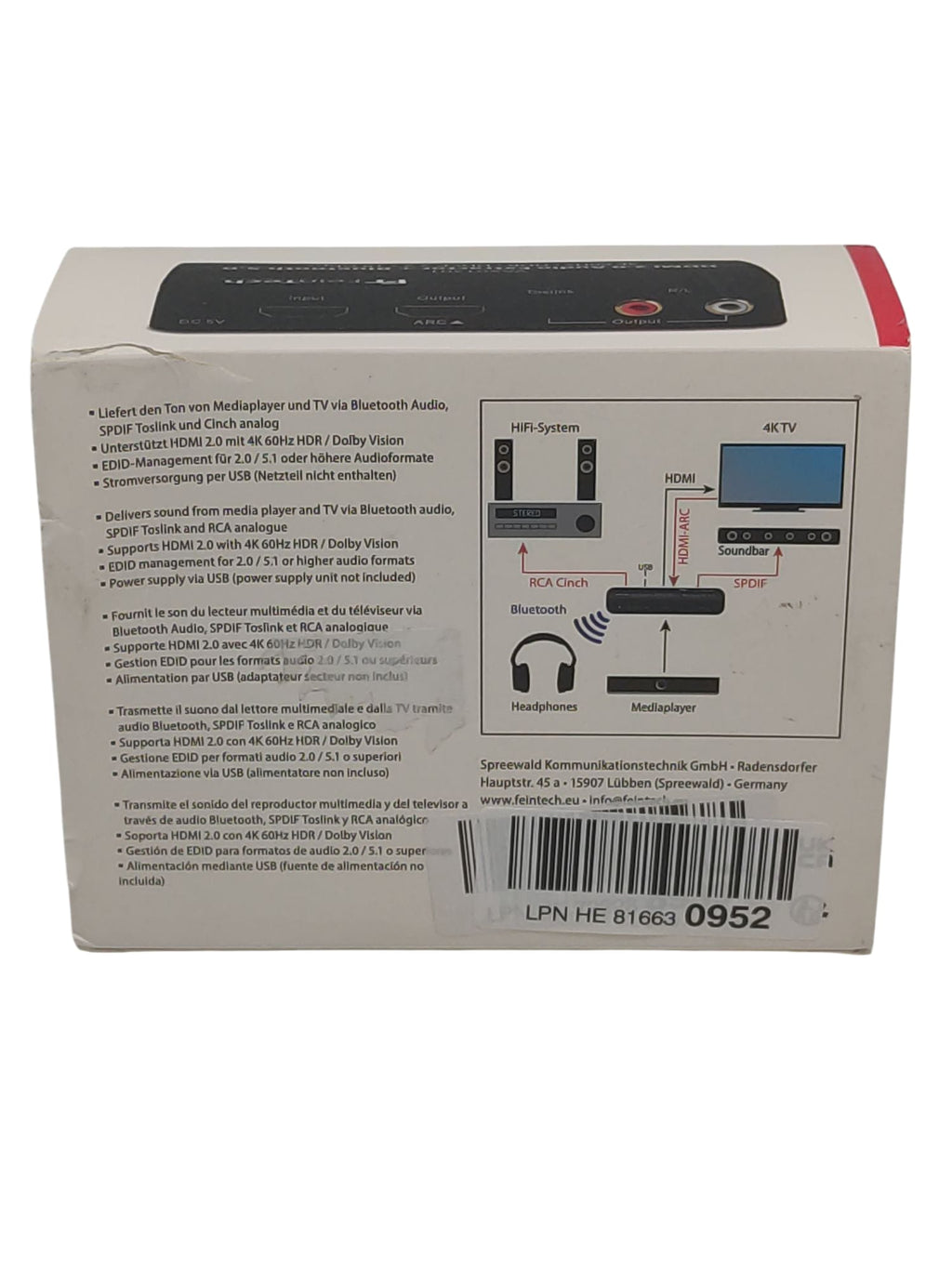 FeinTech VAX01301 HDMI Audio Extractor 5.1 4K 60Hz ARC
